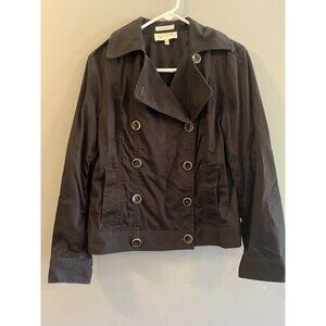 Jones New York Sport Double Breasted Short Black Jacket‎ Coat Size M